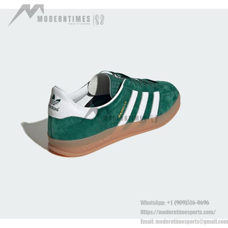 Adidas Gazelle Indoor IG1596 - Grüne Wildleder-Sneaker mit Weißen Streifen & Gummisohle