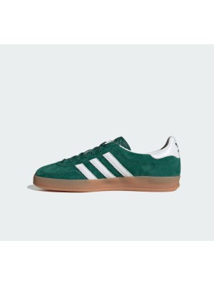 Adidas Gazelle Indoor IG1596 - Green Suede Sneakers with White Stripes & Gum Sole | Retro Style and Everyday Comfort