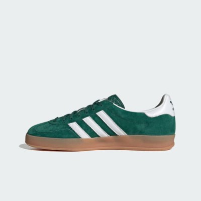 Adidas Gazelle Indoor IG1596 - Green Suede Sneakers with White Stripes & Gum Sole | Retro Style and Everyday Comfort