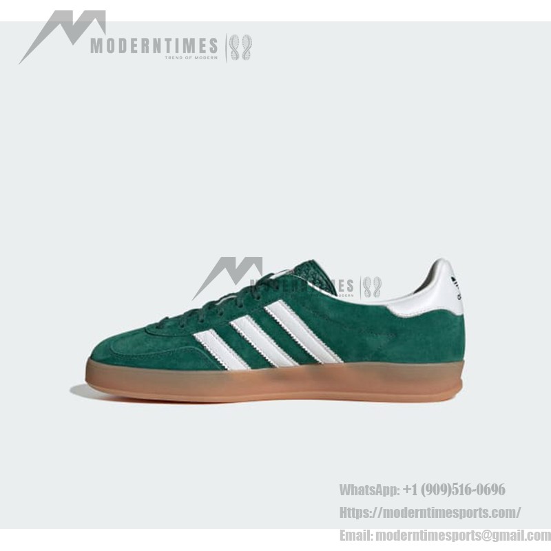 Adidas Gazelle Indoor IG1596 - Green Suede Sneakers with White Stripes & Gum Sole