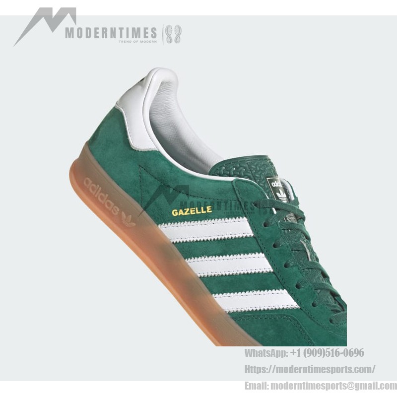 Adidas Gazelle Indoor IG1596 - Grüne Wildleder-Sneaker mit Weißen Streifen & Gummisohle