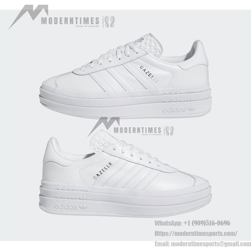 Adidas Gazelle Bold IE5130 All-White Leather Sneakers with Platform Sole