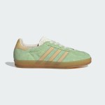 Adidas Gazelle Indoor IE2948 Green Suede Sneakers with Beige Stripes and Gum Sole