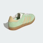 Adidas Gazelle Indoor IE2948 Green Suede Sneakers with Beige Stripes and Gum Sole