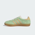 Adidas Gazelle Indoor IE2948 Green Suede Sneakers with Beige Stripes and Gum Sole