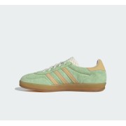 Adidas Gazelle Indoor IE2948 - Green Suede Sneakers with Beige Stripes & Gum Sole | Retro Elegance and Everyday Comfort