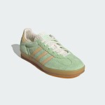 Adidas Gazelle Indoor IE2948 Green Suede Sneakers with Beige Stripes and Gum Sole