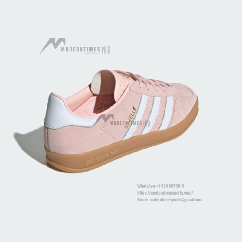 Adidas Gazelle Indoor IH5484 Pink Suede Sneakers with Pastel Blue Stripes and Gum Sole