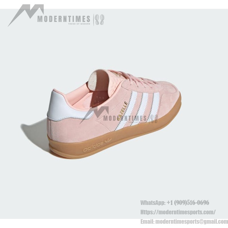 Adidas Gazelle Indoor IH5484 Pink Suede Sneakers with Pastel Blue Stripes and Gum Sole