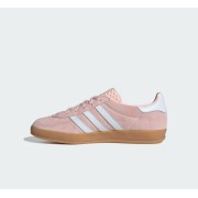 Adidas Gazelle Indoor IH5484 - Pink Suede Sneakers with Pastel Blue Stripes & Gum Sole | Retro Charm and Everyday Comfort