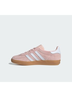 Adidas Gazelle Indoor IH5484 - Pink Suede Sneakers with Pastel Blue Stripes & Gum Sole | Retro Charm and Everyday Comfort