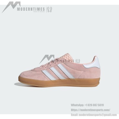 Adidas Gazelle Indoor IH5484 - Pink Suede Sneakers with Pastel Blue Stripes & Gum Sole | Retro Charm and Everyday Comfort