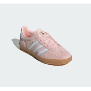 Adidas Gazelle Indoor IH5484 - Pink Suede Sneakers with Pastel Blue Stripes & Gum Sole | Retro Charm and Everyday Comfort