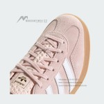 Adidas Gazelle Indoor IH5484 Pink Suede Sneakers with Pastel Blue Stripes and Gum Sole
