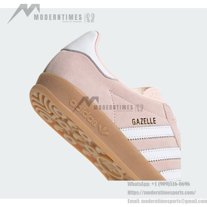 Adidas Gazelle Indoor IH5484 Pink Suede Sneakers with Pastel Blue Stripes and Gum Sole