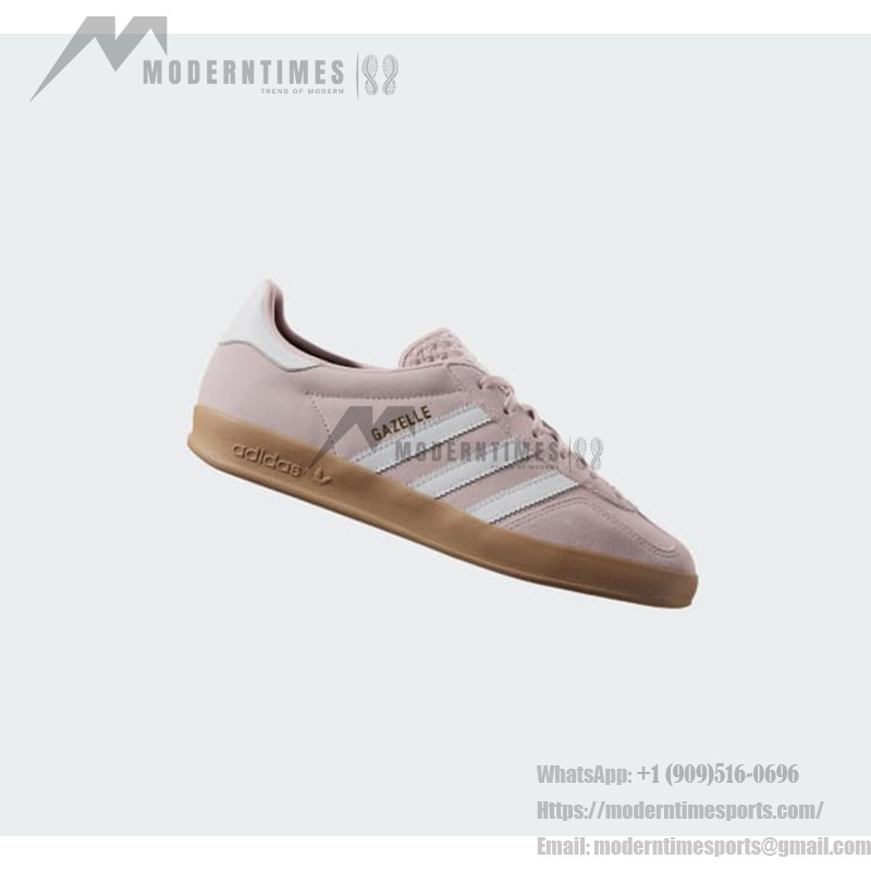 Adidas Gazelle Indoor IH5484 Pink Suede Sneakers with Pastel Blue Stripes and Gum Sole