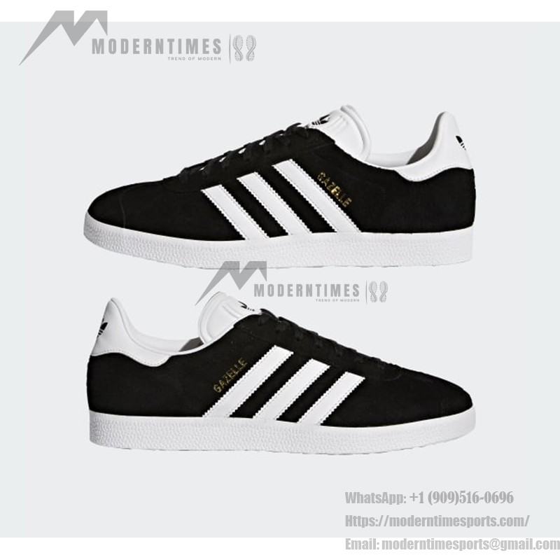 Adidas Gazelle BB5476 Schwarze Wildledersneaker mit weißen Streifen