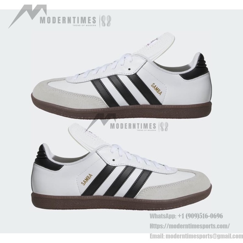 Adidas Samba Classic 772109 하이탑 흰색 스니커즈, 검은 스트라이프와 고무솔 포함