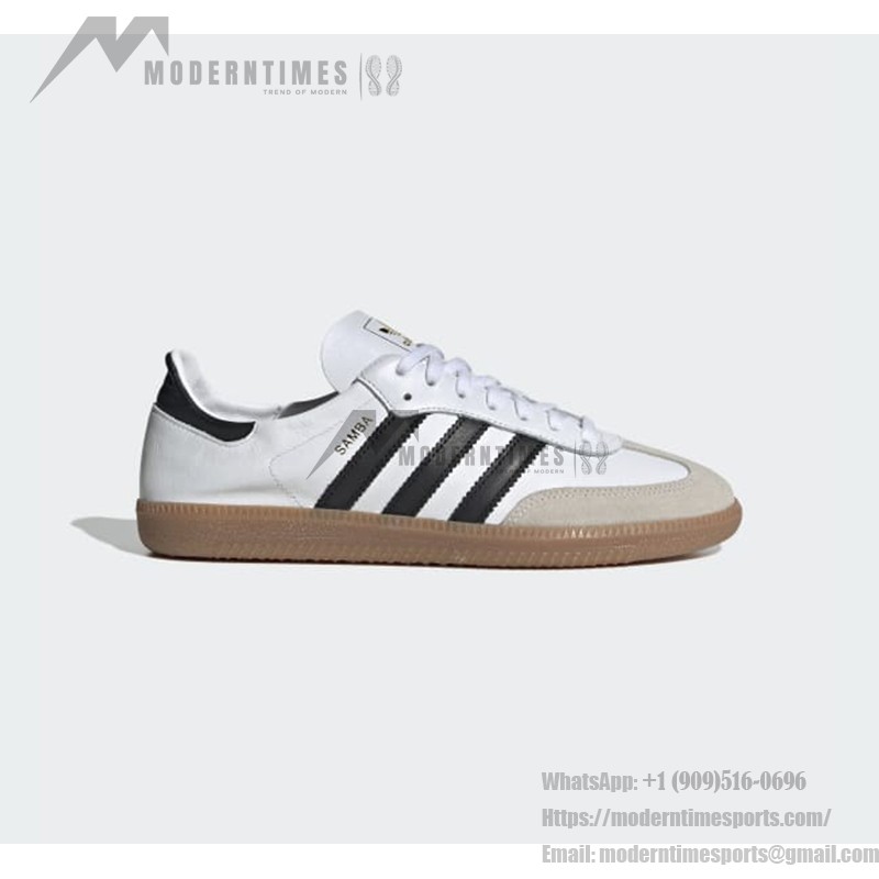 Adidas Samba Decon IF0642 White Sneakers with Black Stripes and Gum Sole