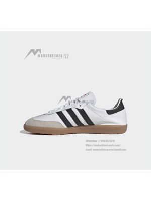 Adidas Samba Decon IF0642 - White Leather Sneakers with Black Stripes & Gum Sole | Retro Charm with Modern Comfort