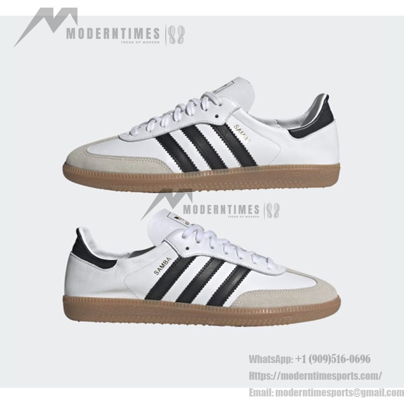 Adidas Samba Decon IF0642 White Sneakers with Black Stripes and Gum Sole