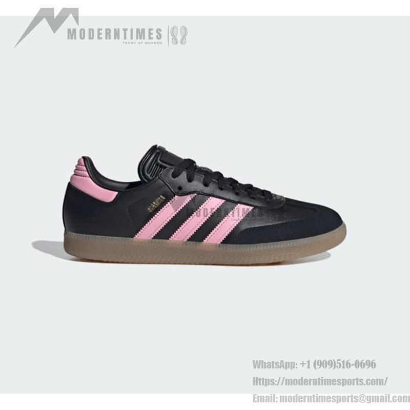 Adidas Samba IH8157 Black Sneakers with Pink Stripes and Gum Sole