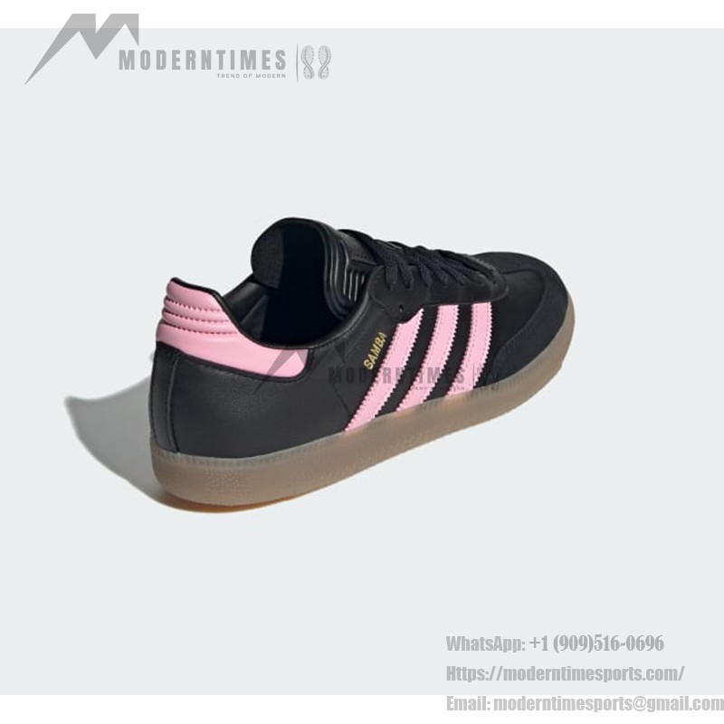 Adidas Samba IH8157 Black Sneakers with Pink Stripes and Gum Sole