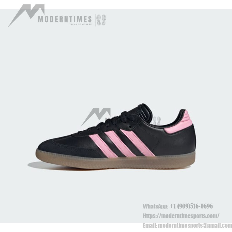 Adidas Samba IH8157 Black Sneakers with Pink Stripes and Gum Sole