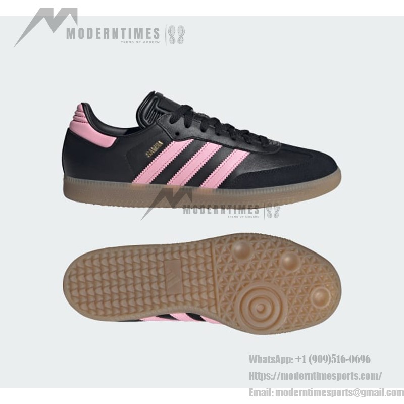 Adidas Samba IH8157 Black Sneakers with Pink Stripes and Gum Sole