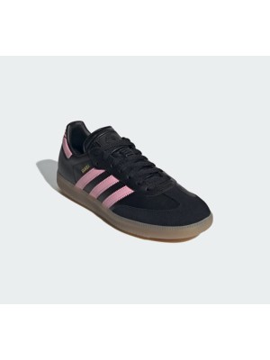 Adidas Samba IH8157 - Schwarze Sneaker mit Rosa Streifen & Gummisohle | Stilvoll, Bequem und Perfekt für den Alltag