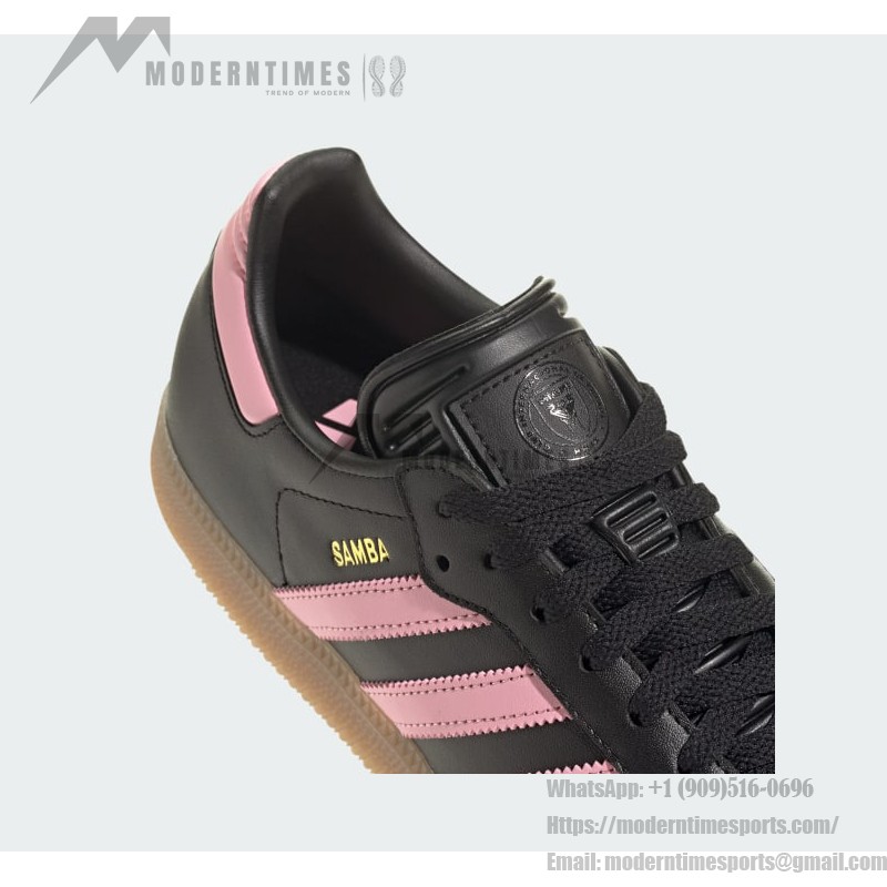 Adidas Samba IH8157 Black Sneakers with Pink Stripes and Gum Sole