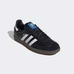 Adidas Samba OG B75807 Black Leather Sneakers with Silver Stripes and Gum Sole