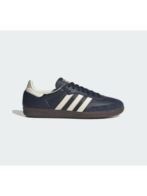 Adidas Samba OG ID2056 - Dunkelblaue Sneaker mit Elfenbeinfarbenen Streifen & Gummisohle | Zeitloser Stil für den Alltag