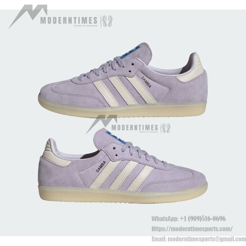 Adidas Samba OG IG6176 Lila Wildleder-Sneaker mit Elfenbeinfarbenen Streifen