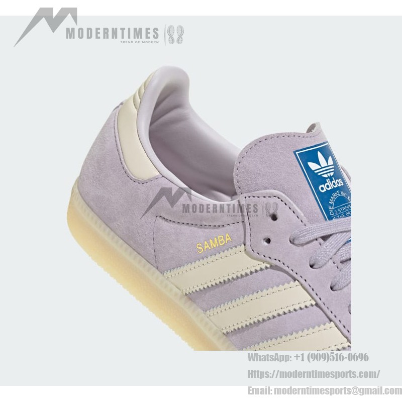 Adidas Samba OG IG6176 Lila Wildleder-Sneaker mit Elfenbeinfarbenen Streifen