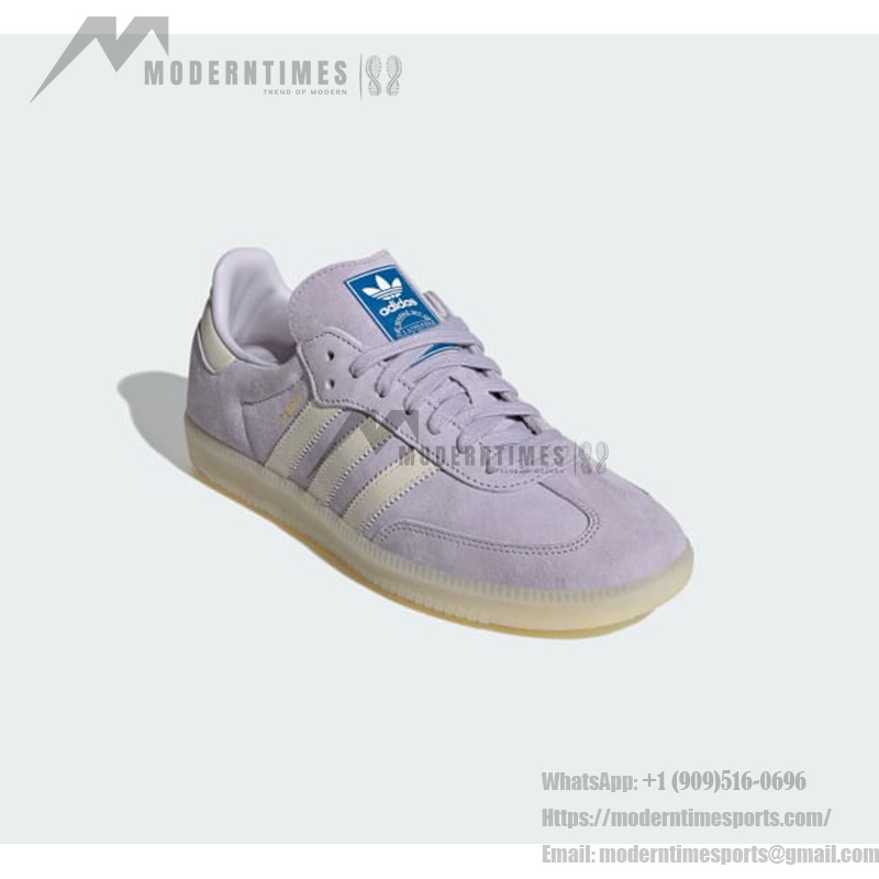 Adidas Samba OG IG6176 Lila Wildleder-Sneaker mit Elfenbeinfarbenen Streifen