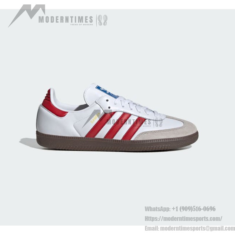 Adidas Samba OG IG1025 White Retro Sneakers with Red Stripes