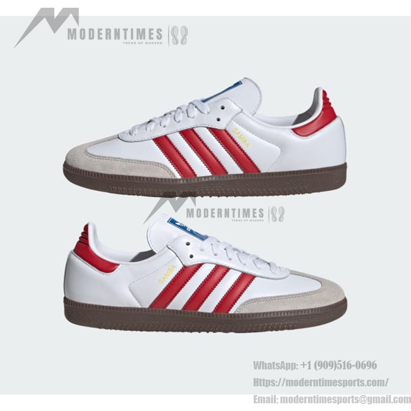 Adidas Samba OG IG1025 White Retro Sneakers with Red Stripes