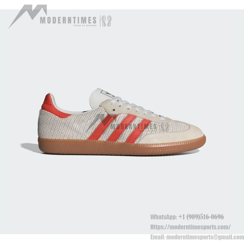 Adidas Samba OG IG1380 White Sneakers with Red Stripes and Gum Sole