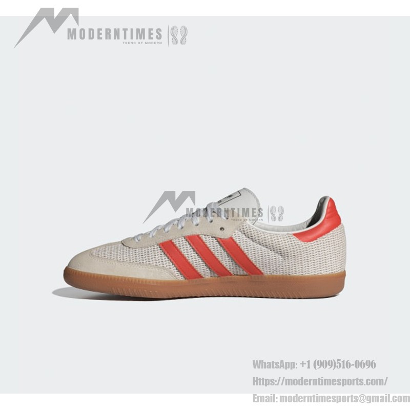 Adidas Samba OG IG1380 White Sneakers with Red Stripes and Gum Sole