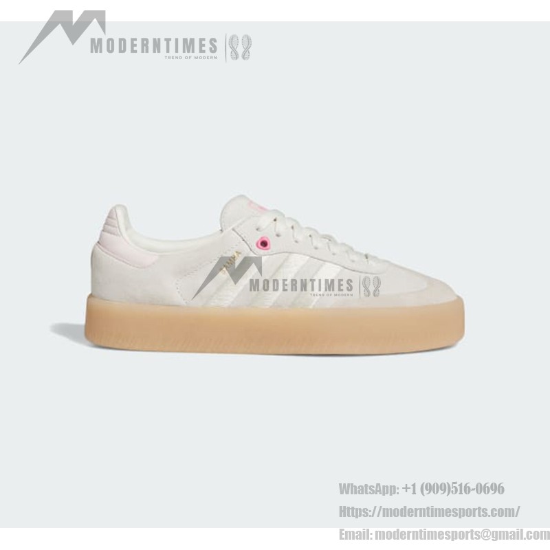 Adidas Samba OG ID1104 Beige Sneakers with Pink Accents and Gum Sole