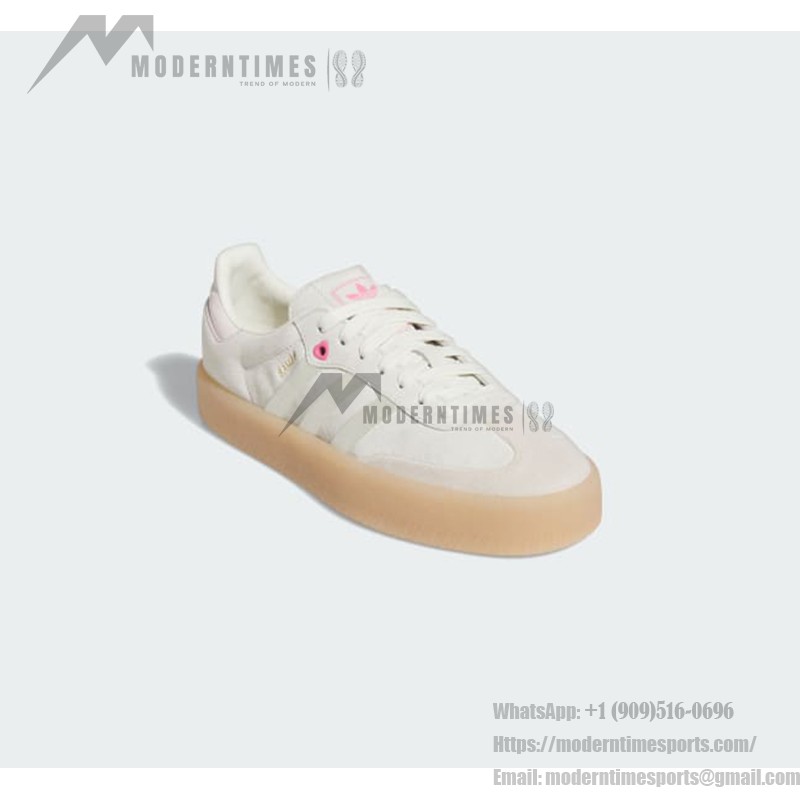 Adidas Samba OG ID1104 Beige Sneakers with Pink Accents and Gum Sole