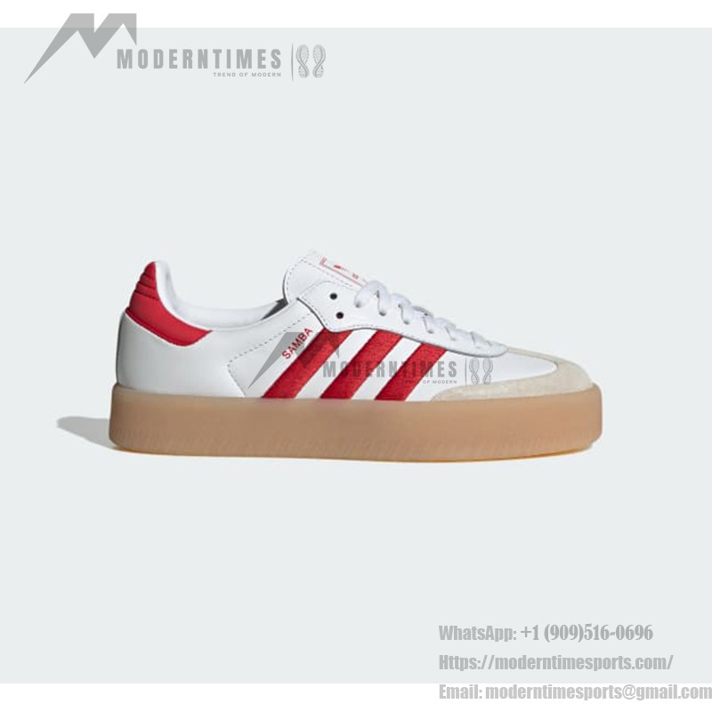 Adidas Samba ID0438 White Sneakers with Red Stripes and Suede Details