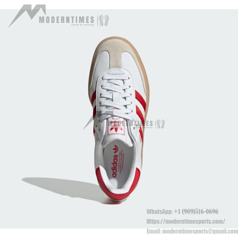 Adidas Samba ID0438 White Sneakers with Red Stripes and Suede Details