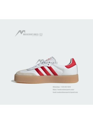 Adidas Samba ID0438 - Classic White Sneakers with Red Stripes & Suede Details | Timeless Comfort and Style