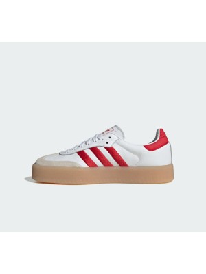 Adidas Samba ID0438 - Classic White Sneakers with Red Stripes & Suede Details | Timeless Comfort and Style