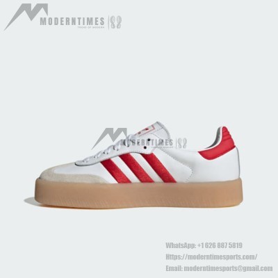 Adidas Samba ID0438 - Classic White Sneakers with Red Stripes & Suede Details | Timeless Comfort and Style