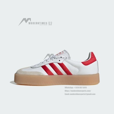 Adidas Samba ID0438 - Classic White Sneakers with Red Stripes & Suede Details | Timeless Comfort and Style
