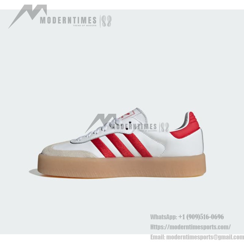 Adidas Samba ID0438 White Sneakers with Red Stripes and Suede Details