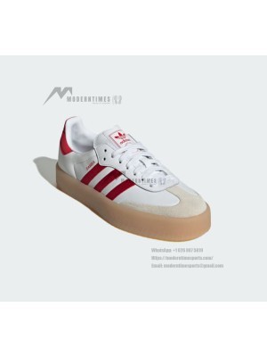 Adidas Samba ID0438 - Classic White Sneakers with Red Stripes & Suede Details | Timeless Comfort and Style